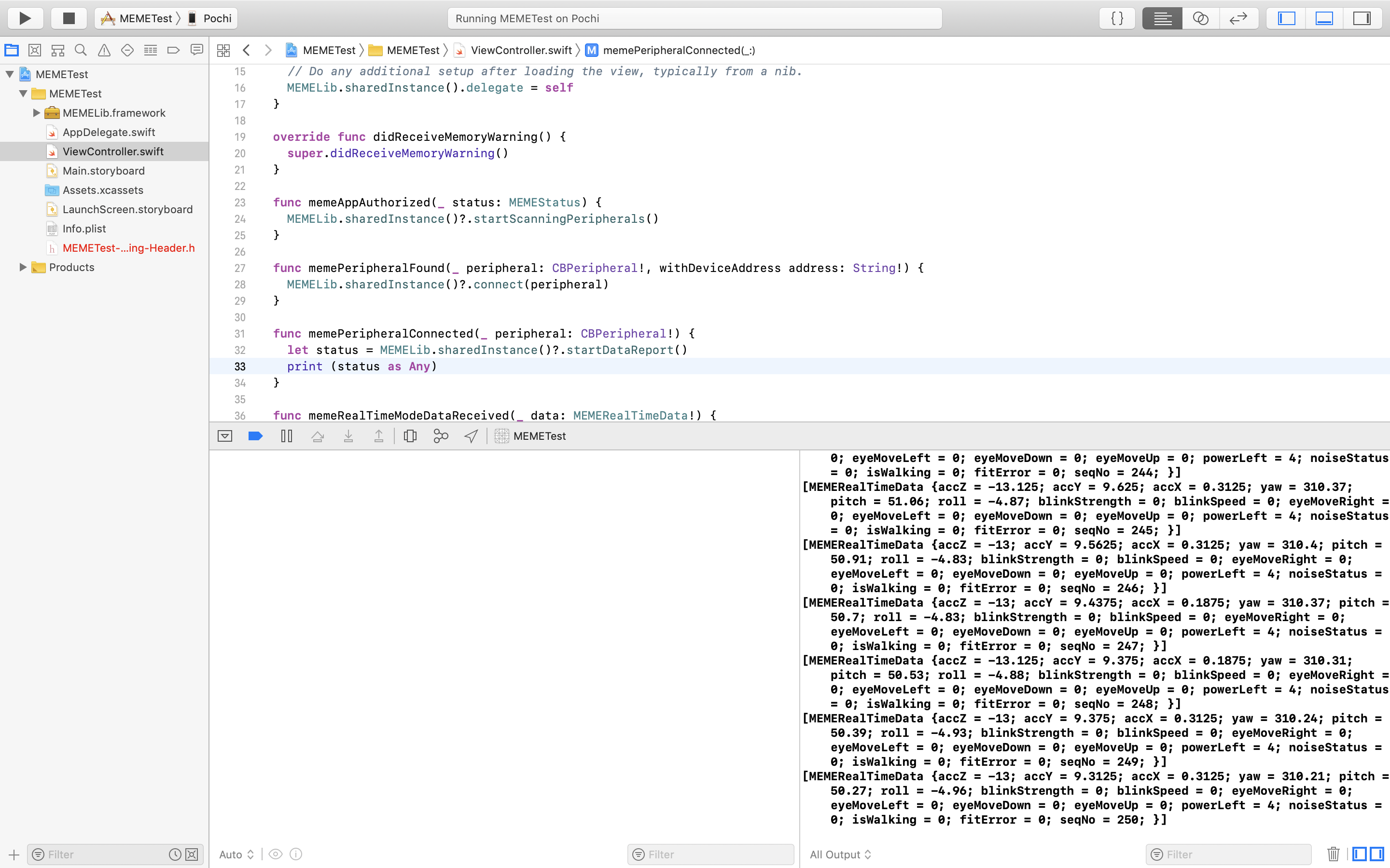 JINS MEMEからのデータを受信する