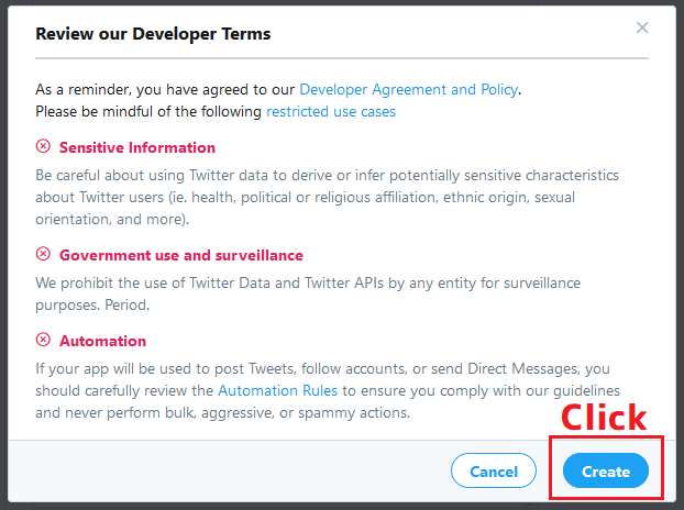 API使用に関する注意画面